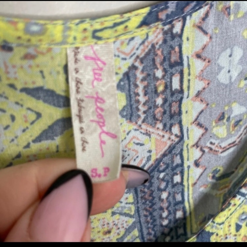 𝅺FREE people 2 layer printed mini dress tunic sz small - Picture 5 of 7